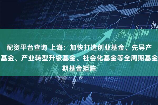 配资平台查询 上海：加快打造创业基金、先导产业母基金、产业转型升级基金、社会化基金等全周期基金矩阵